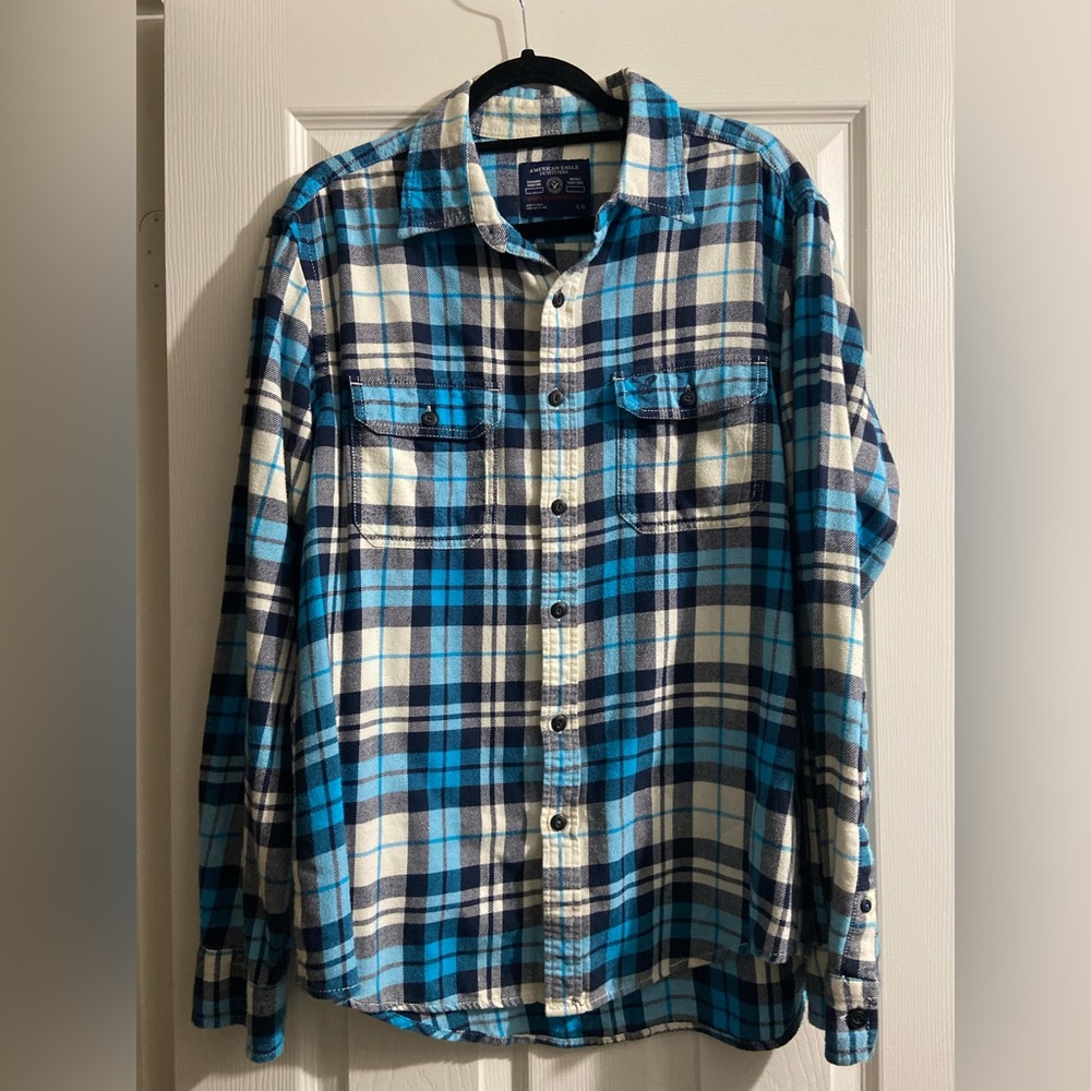 Mens American Eagle Plaid Flannel Shirt